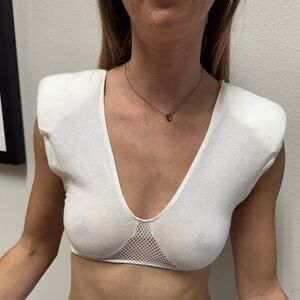 Set Of 2 Vintage Early Gilbert White Cotton Mesh Panel Bralettes